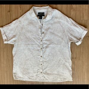 Striped linen button down shirt